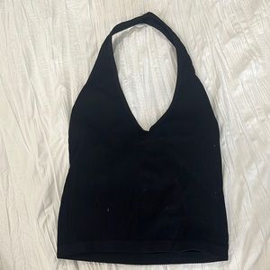 black halter crop top